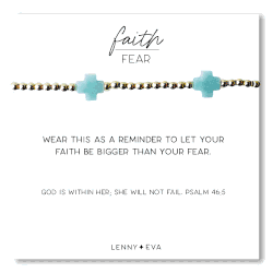 Faith Over Fear Amazonite Gemstone Cross Bracelet