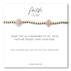 Faith Over Fear Sunstone Gemstone Cross Bracelet