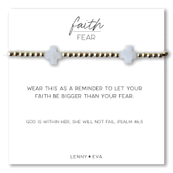 Faith Over Fear Moonstone Gemstone Cross Bracelet
