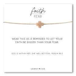 Faith Over Fear Sunstone Gemstone Cross Necklace