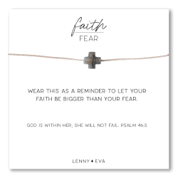 Faith Over Fear Labradorite Gemstone Cross Necklace