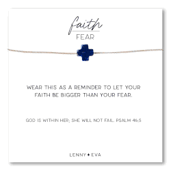Faith Over Fear Lapis Lazuli Gemstone Cross Necklace