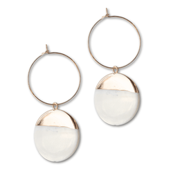 Gold Dipped Pearl Hoop Dangle Earrings