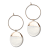 Gold Dipped Pearl Hoop Dangle Earrings