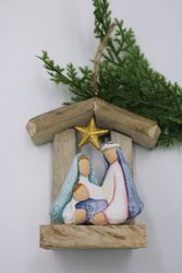 Holy Family With Driftwood Crche Ornament
