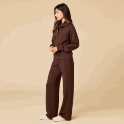 DreamTech Cowl Neck with Pleated Pant Set Expresso