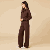 DreamTech Cowl Neck with Pleated Pant Set Expresso