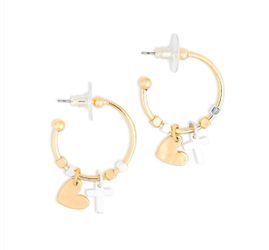 Heart And Cross Earrings