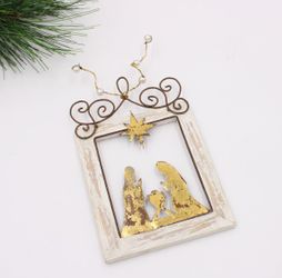 Framed Gold Leaf Holy Family Ornament