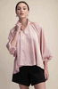 Pink Mock Zip Neck Long Sleeve Blouse