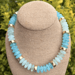 Pastel Blue and Green Rondelle Beaded Necklace