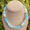 Pastel Blue and Green Rondelle Beaded Necklace