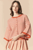 Orange Striped Half Sleeve Boxy Cardigan
