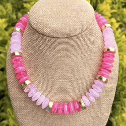 Pastel Pink Rondelle Beaded Necklace