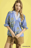 Periwinkle Floral Poplin Puff Sleeve Top