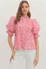 Pink Leopard Print Puff Sleeve Top
