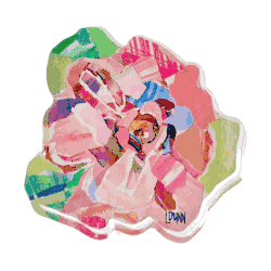Pink Zinnia Bold Bloom Acrylic Block