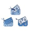 Set of 2 Blue Block Print Accessory Bags