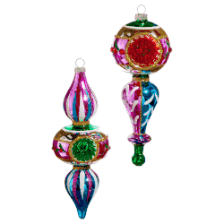 Vintage Reflector Multicolor Finial Glass Ornament