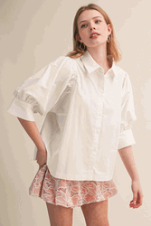 White Puff 3/4 Sleeve Blouse