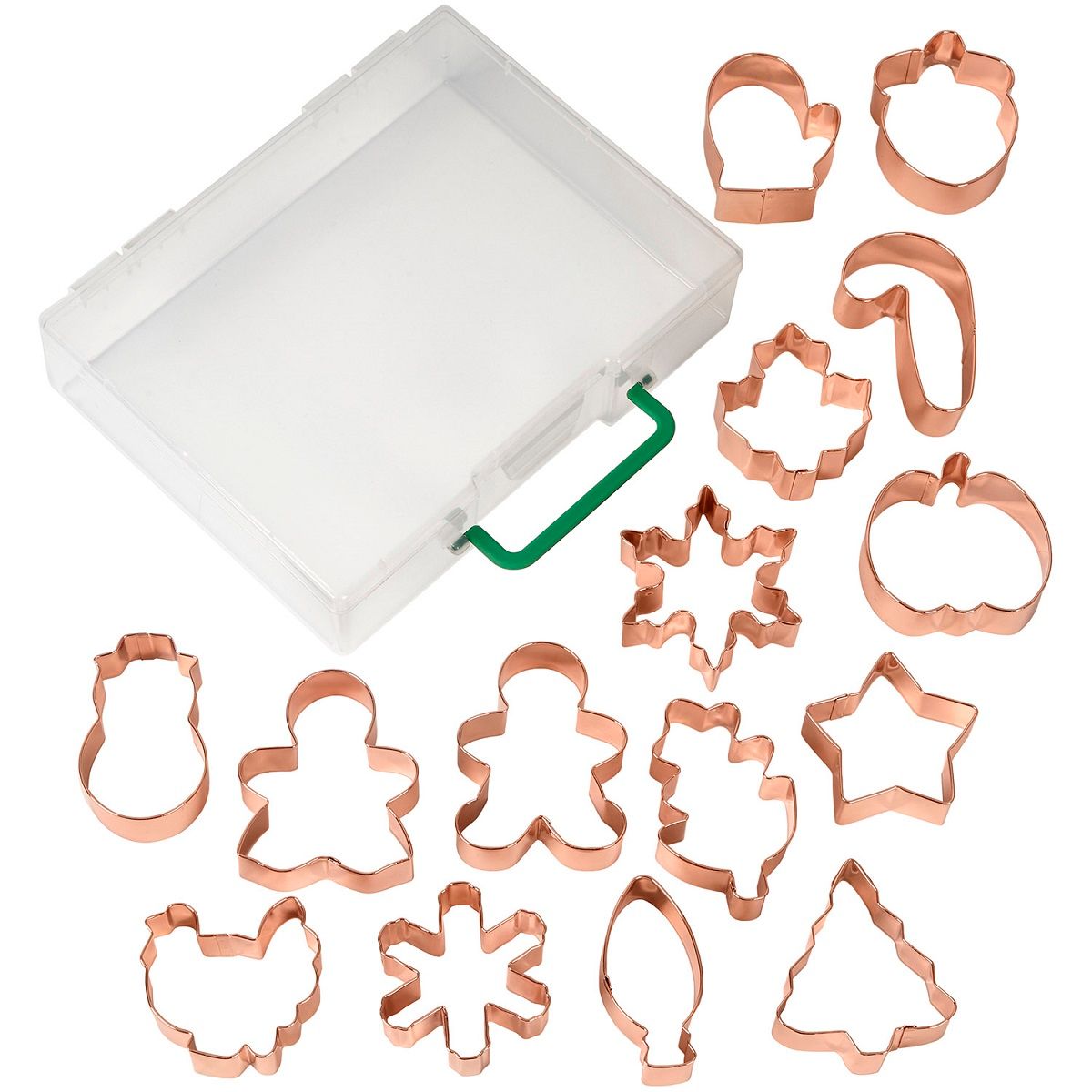 23083898 15Piece Holiday Copper Cookie Cutter Set