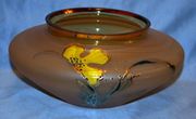 24k Gold Plated Hand Made Hand Painted Mouth Blown Bohemian Czech Republic Flower Vase