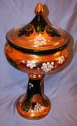 24k Gold Plated Hand Made Hand Painted Mouth Blown Bohemian Czech Republic Flower Vase