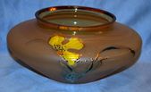 24k Gold Plated Hand Made Hand Painted Mouth Blown Bohemian Czech Republic Flower Vase