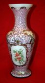 24k Gold Plated Hand Made Hand Painted Mouth Blown Bohemian Czech Republic Flower Vase