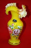 24k Gold Plated Hand Made Hand Painted Mouth Blown Bohemian Czech Republic Flower Vase