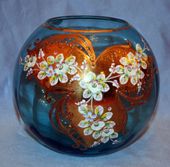 24k Gold Plated Hand Made Hand Painted Mouth Blown Bohemian Czech Republic Flower Vase