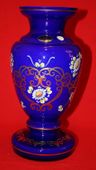 24k Gold Plated Hand Made Hand Painted Mouth Blown Bohemian Czech Republic Flower Vase