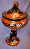 24k Gold Plated Hand Made Hand Painted Mouth Blown Bohemian Czech Republic Flower Vase