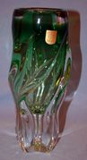 24k Gold Plated Hand Made Hand Painted Mouth Blown Bohemian Czech Republic Flower Vase
