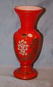 24k Gold Plated Hand Made Hand Painted Mouth Blown Bohemian Czech Republic Flower Vase