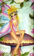A Flower Garden Fairy by Sherri Baldy   8"x10" Ceramic Art Tile with recessed hangers for tabletop or wall hanging purposes