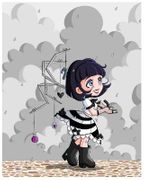 A Walk In The Rain by Chrissy Clark   8"x10" Ceramic Art Tile with recessed hangers for tabletop or wall hanging purposes