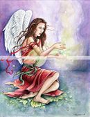 Angel of Light by Gretchen Raisch-Baskin 8"x10" Ceramic Art Tile with recessed hangers for tabletop or wall hanging purposes Angel of Light by Gretchen Raisch-Baskin 8"x10" Ceramic Art Tile with recessed hangers for tabletop or wall hanging purposes