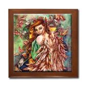 Angelic Autumn Ceramic Tile Box by Artist Abranda Scisson Dark wood jewely box measures 5 1/8" x 5 1/8" x 2 3/4" and is fully lined on the inside Angelic Autumn Ceramic Tile Box by Artist Abranda Scisson Dark wood jewely box measures 5 1/8" x 5 1/8" x 2 3/4" and is fully lined on the inside