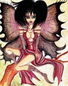 Anime Tree Fairy by Sherri Baldy 8"x10" Ceramic Art Tile with recessed hangers for tabletop or wall hanging purposes Anime Tree Fairy by Sherri Baldy 8"x10" Ceramic Art Tile with recessed hangers for tabletop or wall hanging purposes