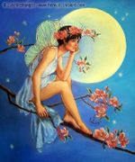 Apple Blossom Fairy by Judy Mastrangelo  8"x10" Ceramic Art Tile with recessed hangers for tabletop or wall hanging purposes