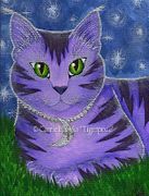 Astra Celestial Moon Cat by Carrie Hawks   8"x10" Ceramic Art Tile with recessed hangers for tabletop or wall hanging purposes