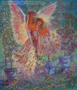 Autumn Angel by Judy Mastrangelo   8"x10" Ceramic Art Tile with recessed hangers for tabletop or wall hanging purposes