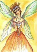 Autumn Fae by Sherri Baldy   8"x10" Ceramic Art Tile with recessed hangers for tabletop or wall hanging purposes