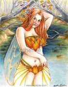 Autumn Faerie by Katherine Barber   8"x10" Ceramic Art Tile with recessed hangers for tabletop or wall hanging purposes