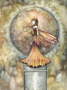 Autumn Gold by Molly Harrison  8"x10" Ceramic Art Tile with recessed hangers for tabletop or wall hanging purposes