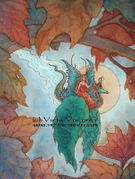 Autumn Leaves Faery by Vicki Visconti Tilley   8"x10" Ceramic Art Tile with recessed hangers for tabletop or wall hanging purposes