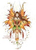 Autumn Sprite by Meredith Dillman 8"x10" Ceramic Art Tile with recessed hangers for tabletop or wall hanging purposes Autumn Sprite by Meredith Dillman 8"x10" Ceramic Art Tile with recessed hangers for tabletop or wall hanging purposes