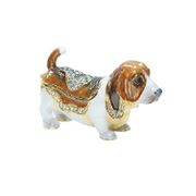 Bassett Hound Jeweled Box Enameled pewter bejeweled w/ Austrian crystals
