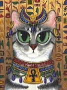 Bast Goddess by Carrie Hawks   8"x10" Ceramic Art Tile with recessed hangers for tabletop or wall hanging purposes